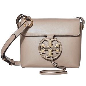 Tory Burch Miller Metal Logo Cross-Body Handbag Purse  Oryx